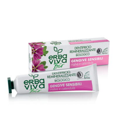 Erba Viva Bio Органична реминерализираща паста за зъби с малва и невен 75 мл.