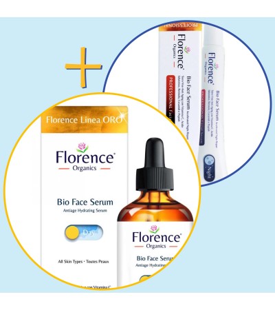 2 PACK Organic Day and Night Vitamin C & Hyaluronic Acid Serum for Face, Neck and Eye contour 30 ml. Florence Organics