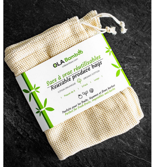 Сет - 3 бр. памучни торби за съхранение на хранителни продукти Ola Bamboo